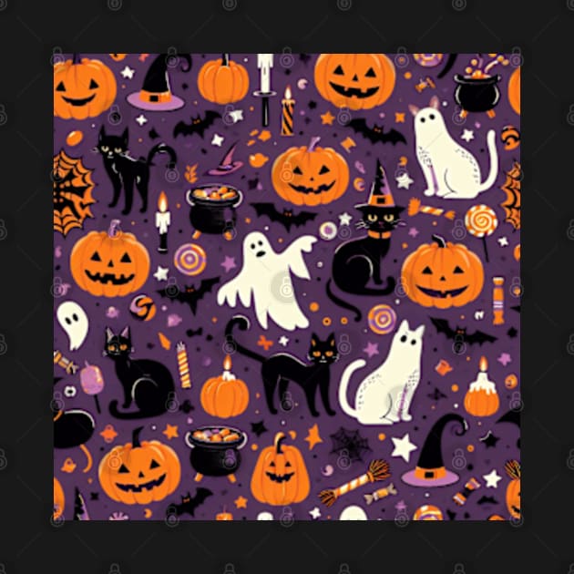 Retro Halloween Pattern by ArtFactoryAI