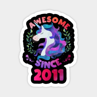 Cute Awesome Unicorn Since 2011 Funny Gift Magnet