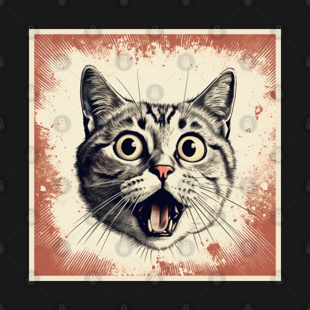 Shocked Cat Cartoon Vintage Cartoon Cat Crazy by OscarVanHendrix