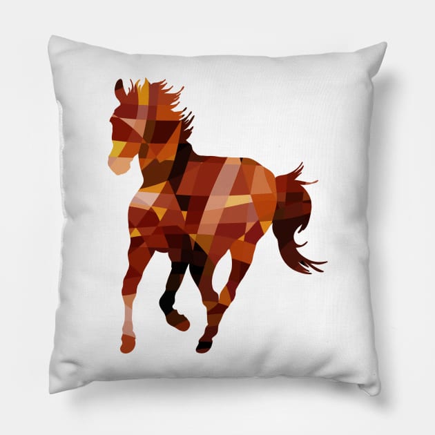 Geometric Horse Polygonal Cool Geometry Pillow by ddtk