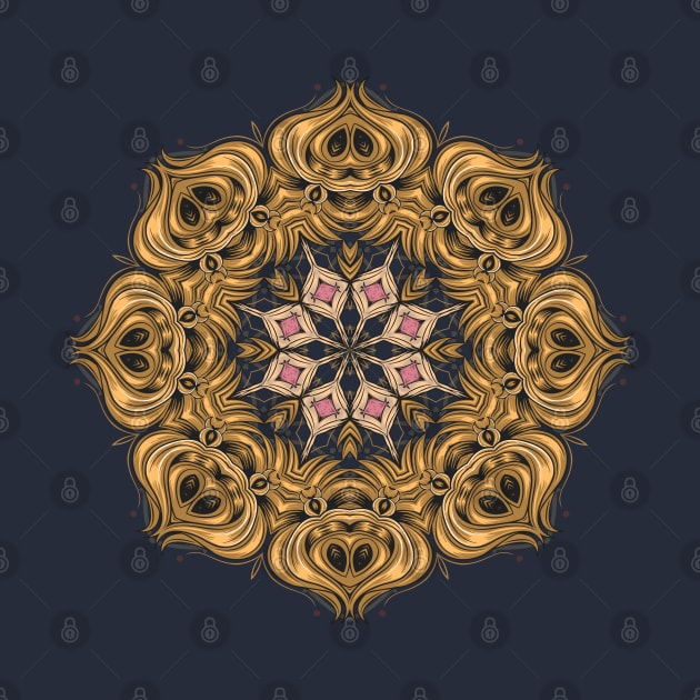 Golden Mandala art Sunflower Classic illustration, repeated pattern by Vector Pro