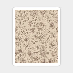 Floral Pattern Hand Drawn Sketch: Sketchy Garden Reverie Magnet