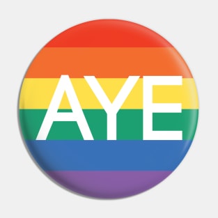 AYE, Scottish Independence Pride Flag Coloured Circle Design Pin