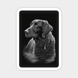 Flatcoated Retriever black and white Magnet