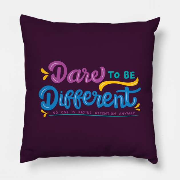 I Dare Ya! Pillow by FunUsualSuspects