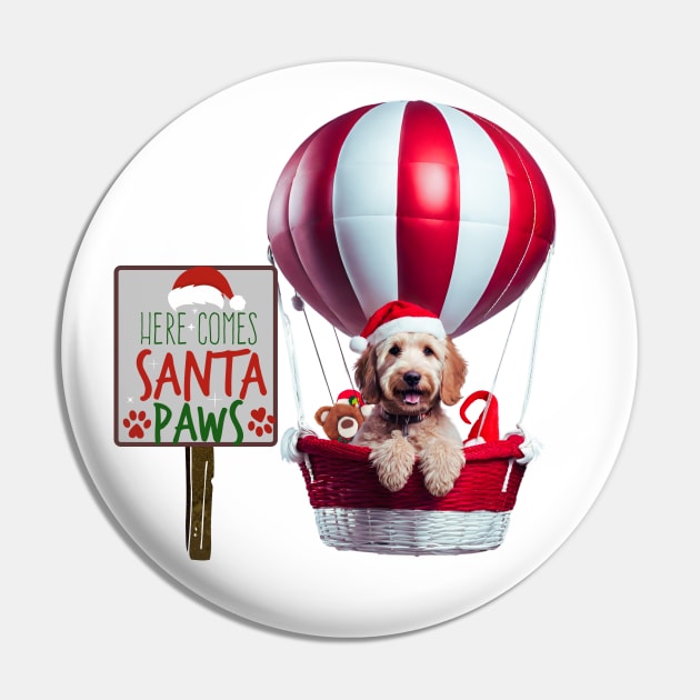 Here Comes Santa Paws in Hot Air Balloon Pin by Doodle and Things