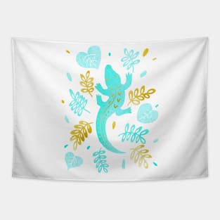 Turquoise crocodile Tapestry