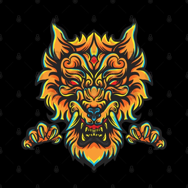 Colorful Japanese Shishi Komainu Lion Dog (Foo Dog) Design by TF Brands