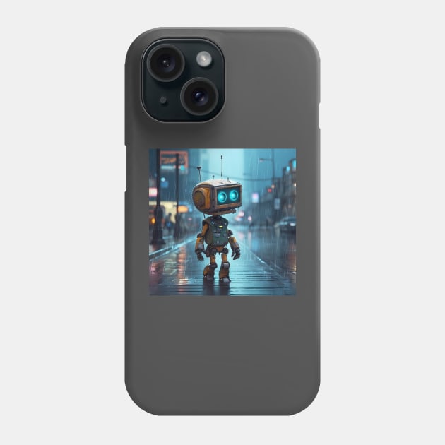 Roboter | walking in the rain Phone Case by FantasyDesignArts