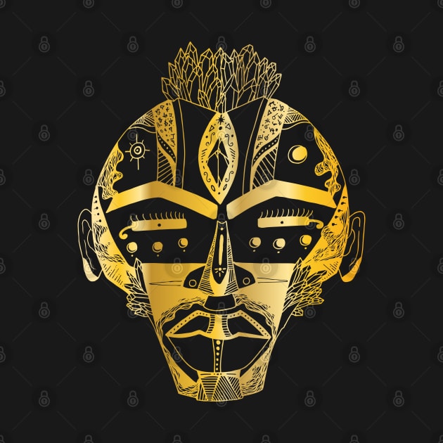 Gold African Mask 4 by kenallouis