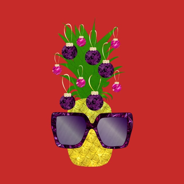 Purple Pineapple Christmas with Glasses by calliew1217