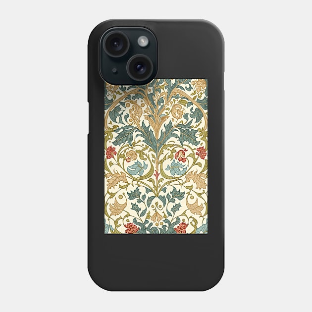 Floral Garden Botanical Print with Fall Flowers and Leaves Phone Case by FloralFancy