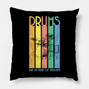 Drums Are My Kind of Therapy in Bold Colors Pillow