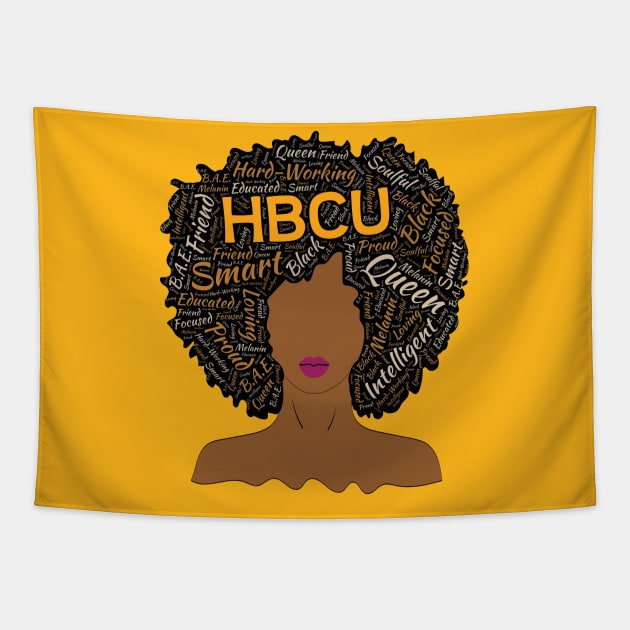 HBCU Words in Afro Queen Tapestry by blackartmattersshop