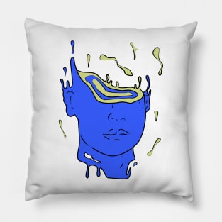 psychedelic abstract portrait (BLUE) Pillow