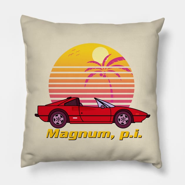 Magnum PI Vintage Pillow by liora natalia