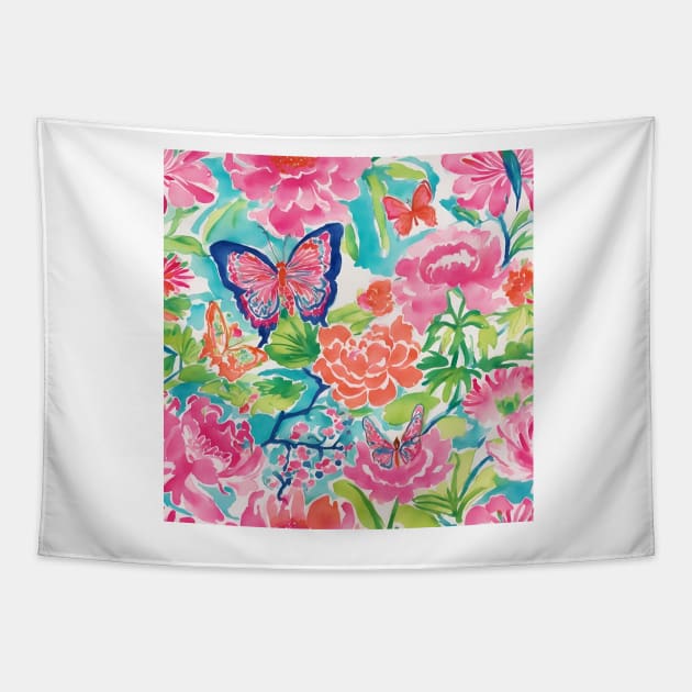 Just flowers and butterflies Tapestry by SophieClimaArt