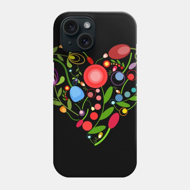 Floral heart on black Phone Case by hedehede