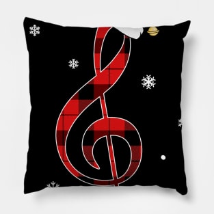 Musical Note Santa Hat Sol Music Lover Christmas Pillow