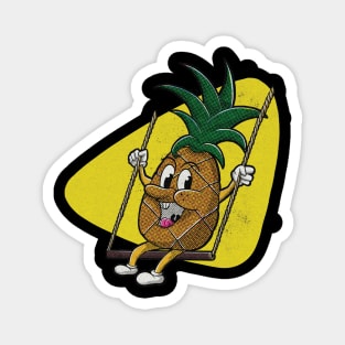 Swinging Retro Pineapple Magnet