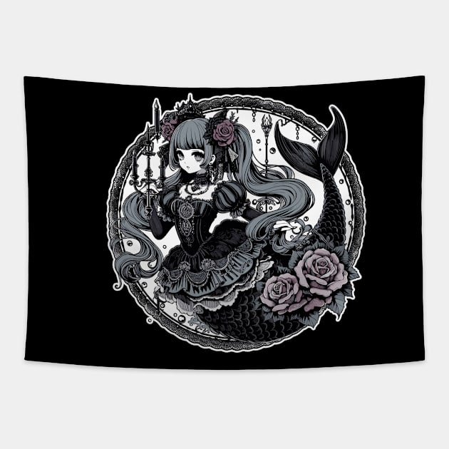 Gothic Mermaid Lolita Tapestry by DesignDinamique