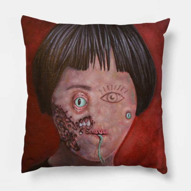 Super Mutant Wet Dream Lizard people extreme blood bath fun house Pillow by Tiger Picasso