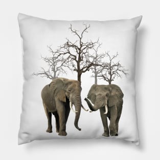 Elephants with trees in Kenya / Africa Pillow