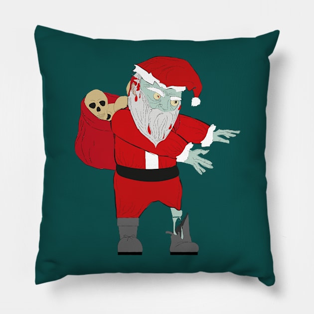 Scary Funny Dabbing Zombie Santa Claus Halloween Christmas Gift Pillow by klimentina