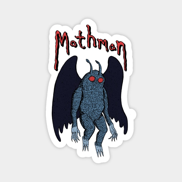 Mothman Cryptozoological Spooky Cute Halloween Drawing Magnet by Awful Waffle Press