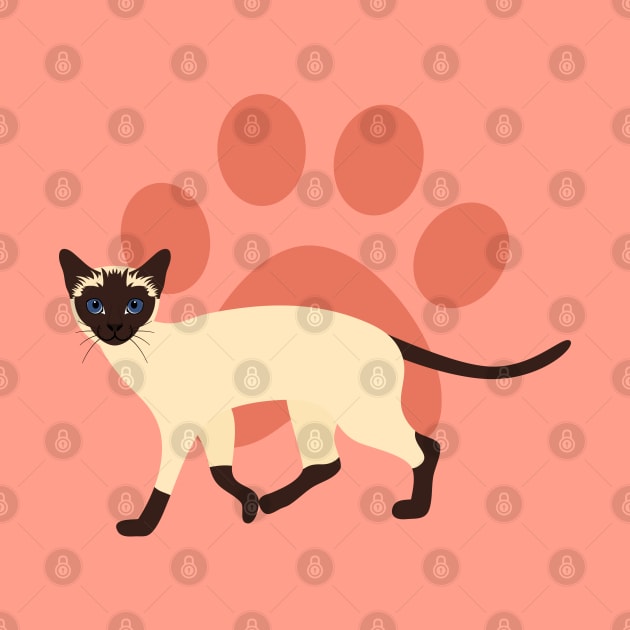 Siamese Cat and Paw Print by LulululuPainting