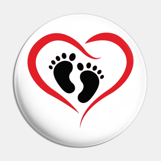 Feet in a HEART Maternity T-shirt Pin by KazSells