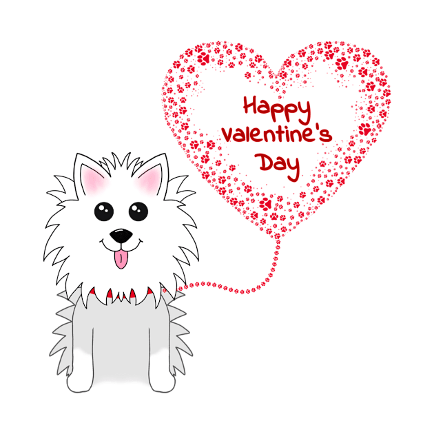 Valentines Day Dog with Paw-Print Heart Balloon by Designs_by_KC