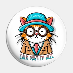 Funyy cat in a hat and glasses with tie. Pin