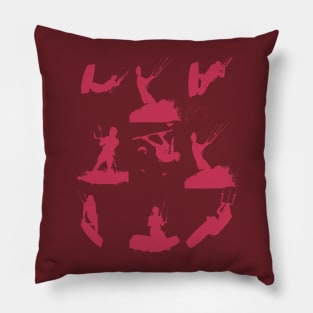 Kitesurf Silhouette Photo Montage Viva Magenta Pattern Pillow