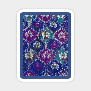 Moroccan Lantern pattern, blue teal purple, distressed faded old Magnet