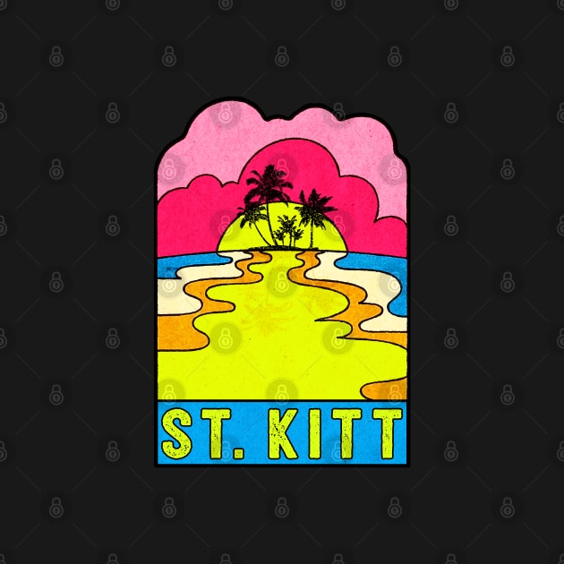 Saint Kitts Groovy Sunset 70's Hippie Hippy Vintage Nevis St. by DD2019