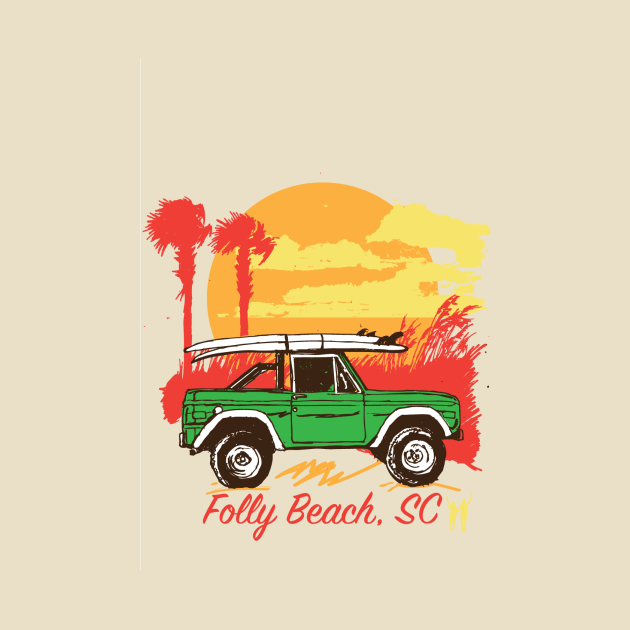 Folly Beach Bronco Life! by dosbandidosart