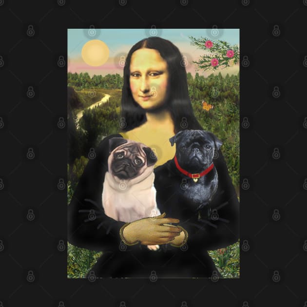 Mona Lisa and her Two Pugs by Dogs Galore and More