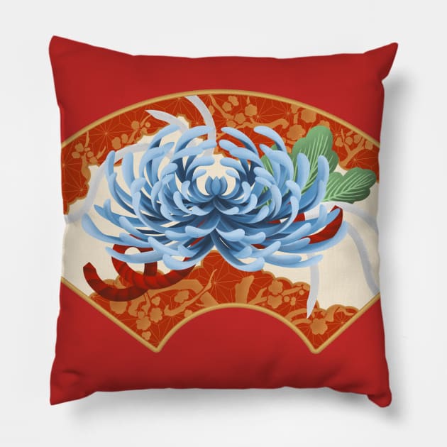 Kiku (Chrysanthemum) - Japanese Kimono Design Pillow by SamInJapan