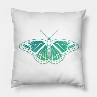 Butterfly Design in Blue and Green Paint Strokes Pattern 2 Pillow