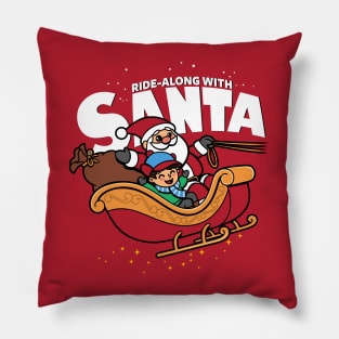 Ride-along With Santa Claus Cute Original Christmas Winter Sleigh Pillow
