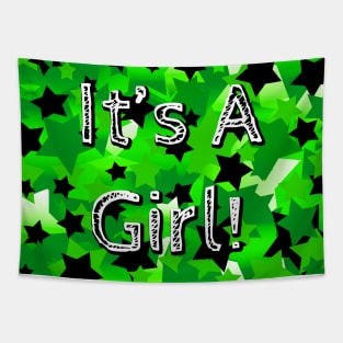 It's A Girl! Stars In Greens Tapestry