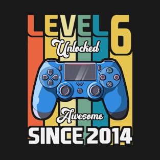 Kid 6 Year Old Birthday Party Level 6 Unlocked Gamer Vintage T-Shirt