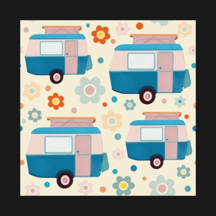 Bright Daisy Dot Vintage Caravan Pattern T-Shirt