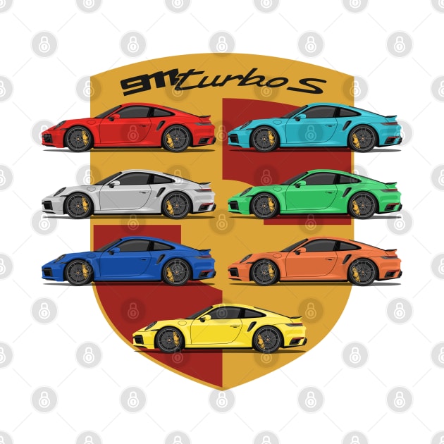 supercar 911 turbo s 992 all colors front by creative.z