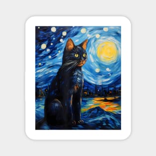 Aesthetic-Surrealism-Starry-Night-Cyprus-Cat-T-Shirt Magnet