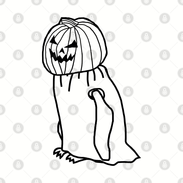 Minimal Penguin Wearing Halloween Costume Outline by ellenhenryart