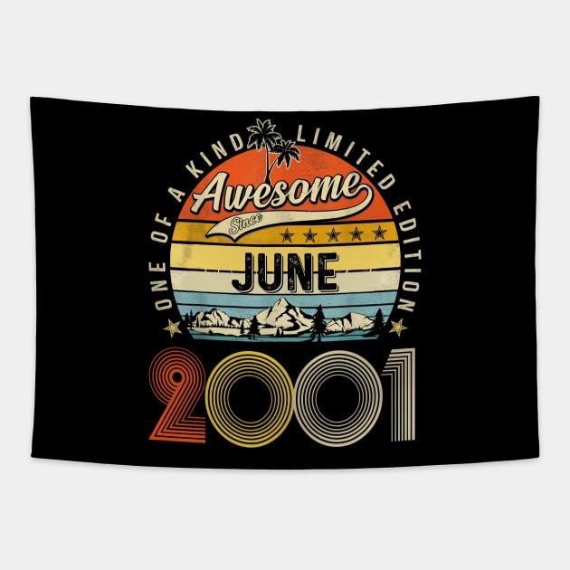 Awesome Since June 2001 Vintage 22nd Birthday Tapestry by Mhoon 