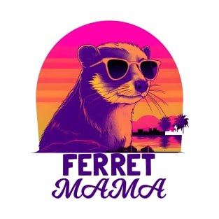 Synthwave Style Ferret Mama T-Shirt