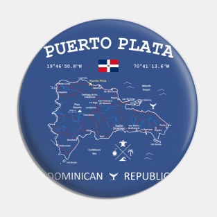 Puerto Plata Dominican Republic Flag Travel Map Coordinates GPS Pin